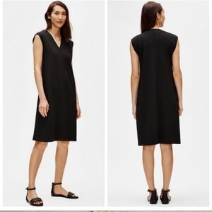 Eileen Fisher flex tercel Pinterest v-neck black dress size S